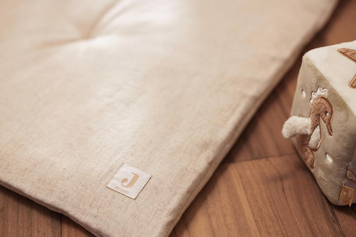 Jollein Krabbeldecke für Baby - Harvest Natural - 70% Baumwolle, 30% Leinen - Laufgittereinlage - 10
