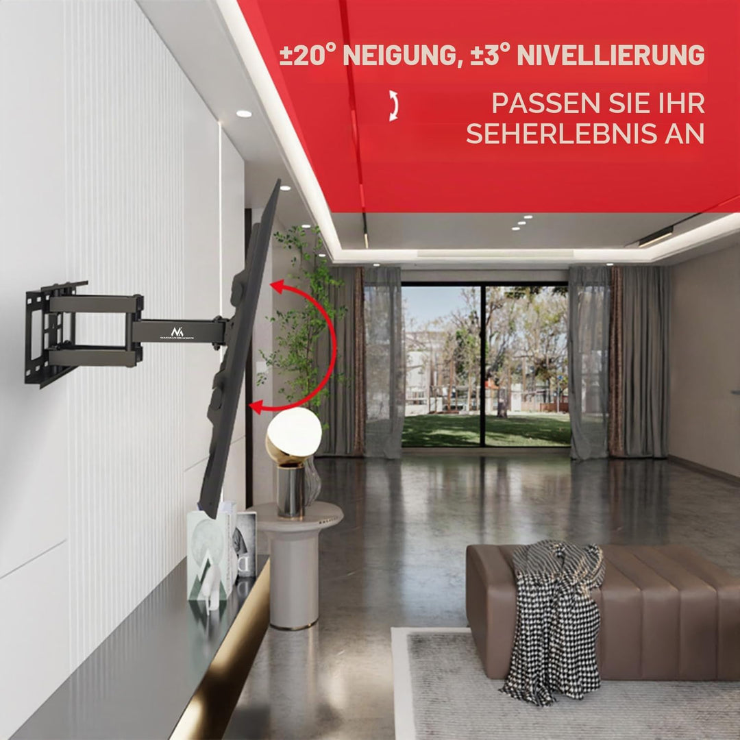 Maclean TV-Wandhalterung für 32-85" Fernseher bis 60 kg | neigbar, schwenkbar, Abstand 65-390mm | VE