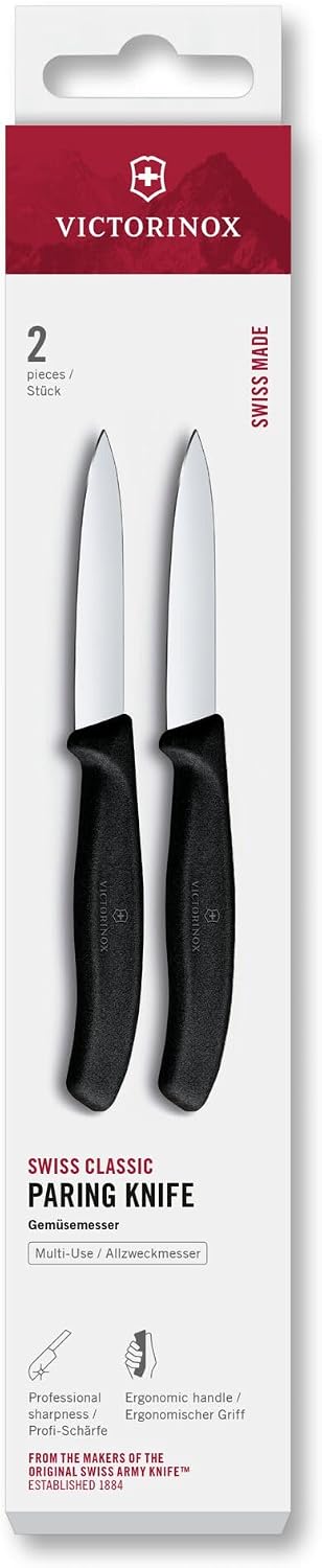 Victorinox Swiss Classic, Schäl- und Gemüsemesser Set, 2teilig, Extra Scharfe Klinge, Gerader Schlif