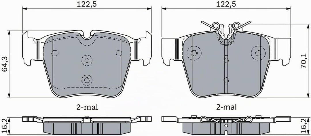 Bremsbeläge Hinten von Bosch (0 986 424 334) Bremsbelagsatz Bremsanlage Scheibenbremsbelagsatz, Sche