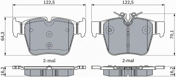 Bremsbeläge Hinten von Bosch (0 986 424 334) Bremsbelagsatz Bremsanlage Scheibenbremsbelagsatz, Sche