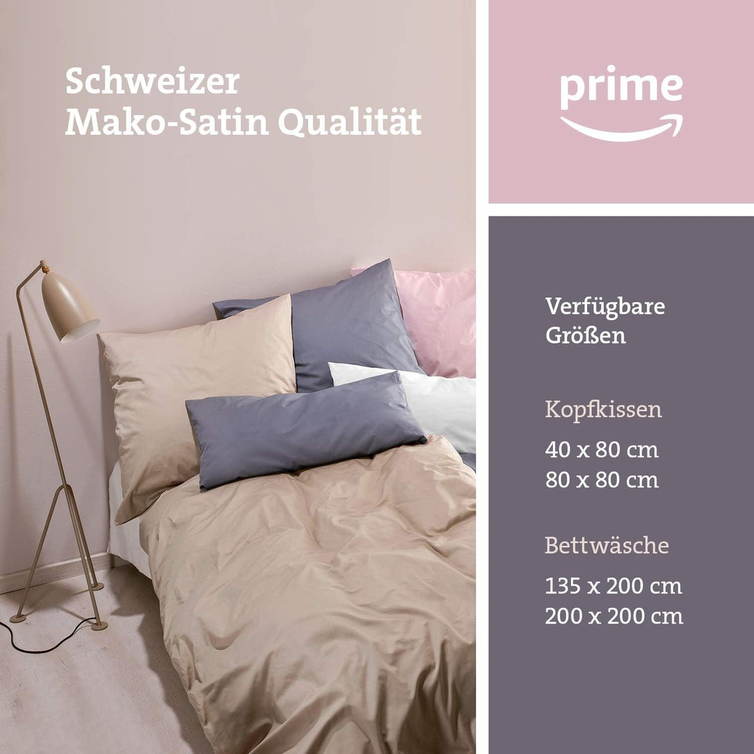 herzbach home Mako-Satin Bettwäsche | 100% Baumwolle | atmungsaktiv & kuschelig weich | Uni einfarbi