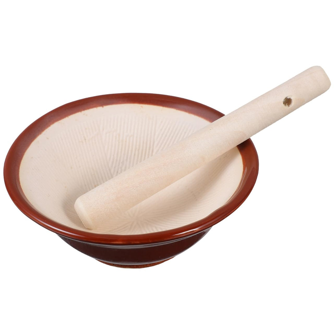 PRETYZOOM Traditionelle Schleifschale Aus Keramik Mit Holzstössel 4 Zoll Mörserset Für Küche Zum Mah