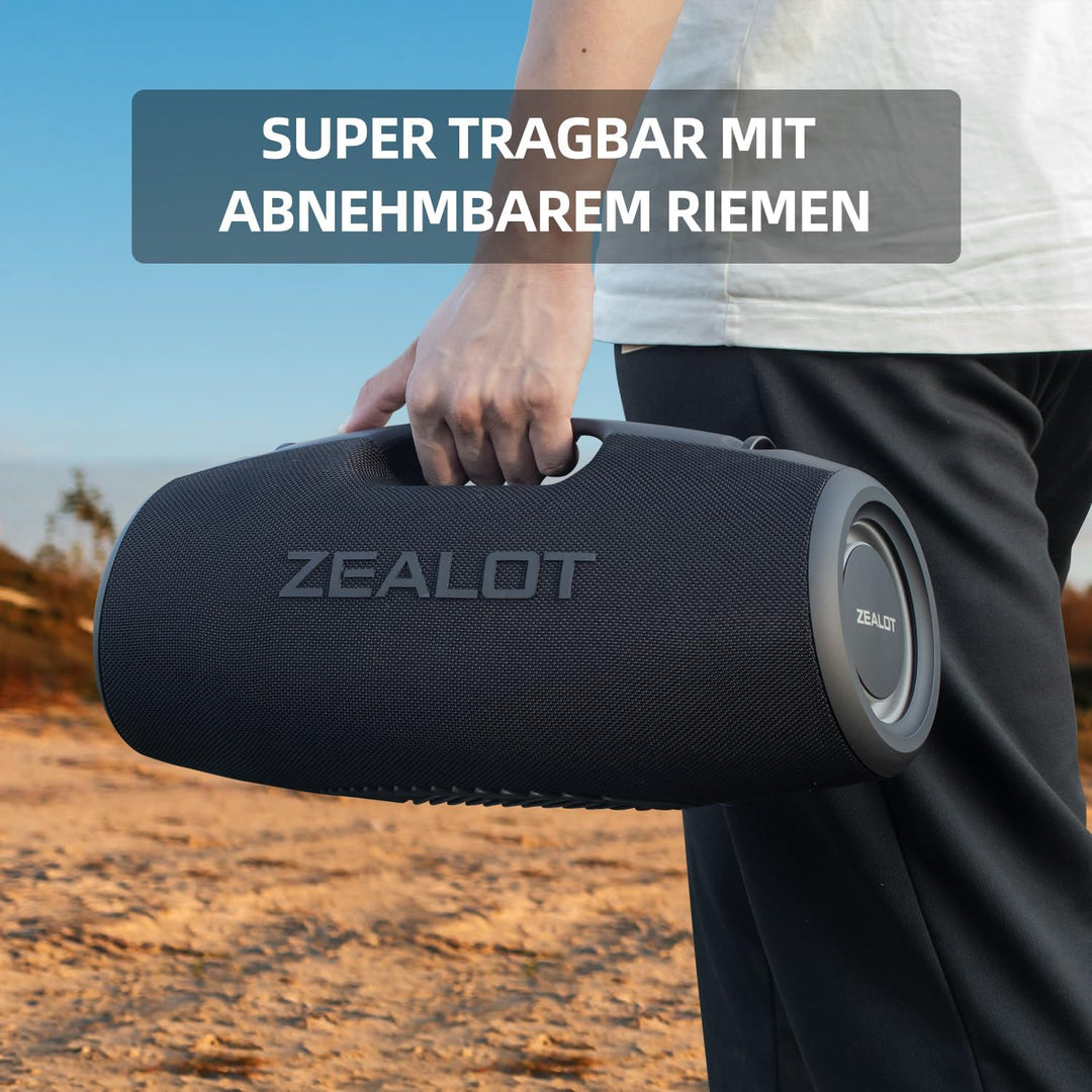 ZEALOT Bluetooth Lautsprecher,120W Boxen Bluetooth Gross mit Booming Bass,IPX6 Wasserdicht,Musikbox