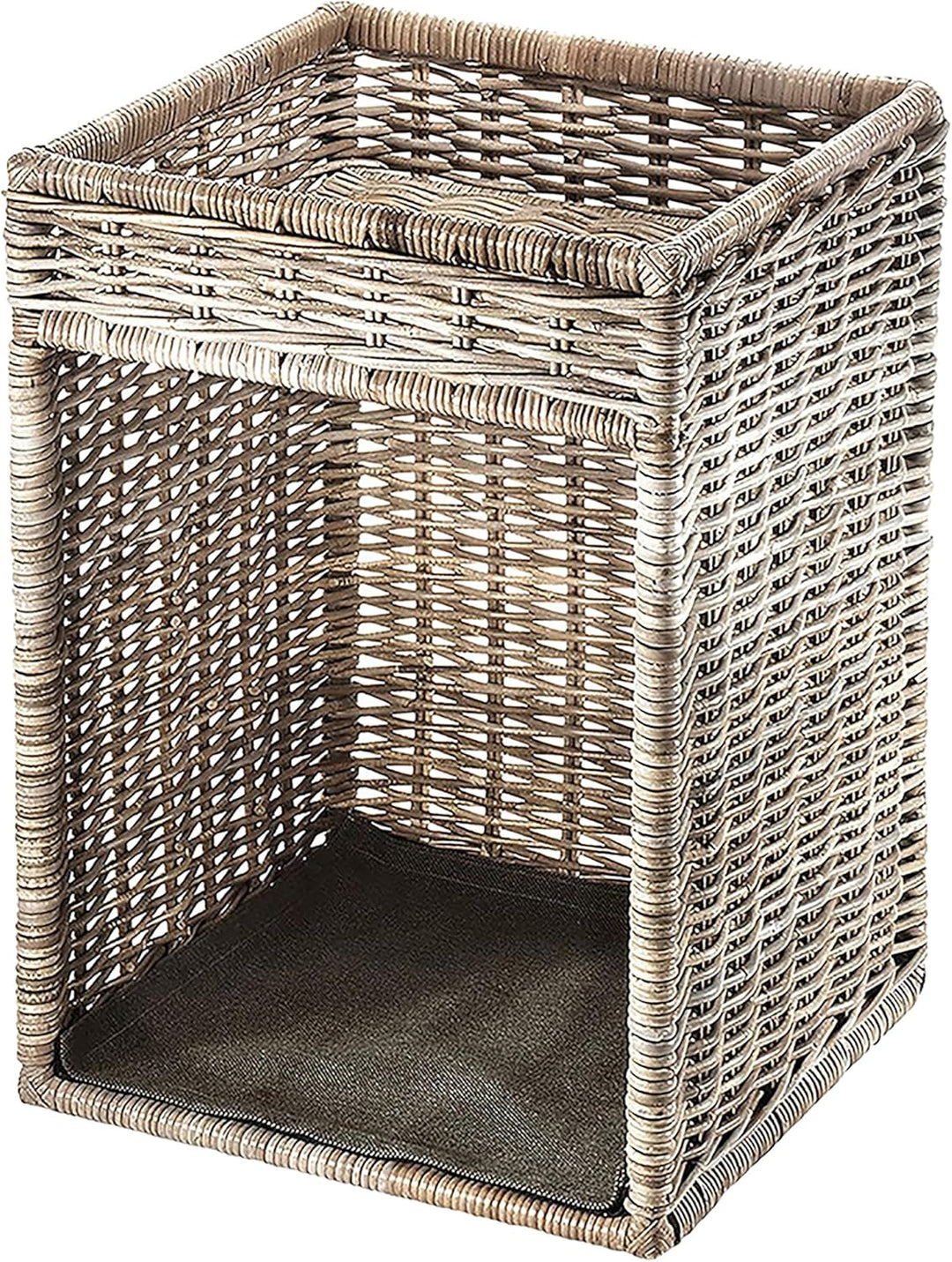 Kobolo Kaminholzregal für Kaminholz - mit Ablagefläche - Rattan grau - 50x50x70 cm