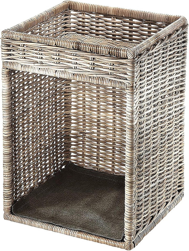 Kobolo Kaminholzregal für Kaminholz - mit Ablagefläche - Rattan grau - 50x50x70 cm
