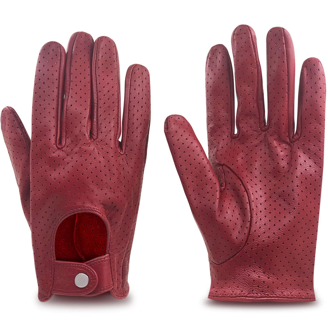 Damen Retro Weiche nd Dünne Lammfell Leder Touchscreen Fahrhandschuhe mit Maschige Large(17.78-19.05
