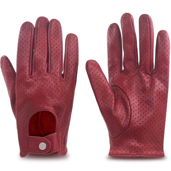 Damen Retro Weiche nd Dünne Lammfell Leder Touchscreen Fahrhandschuhe mit Maschige Large(17.78-19.05