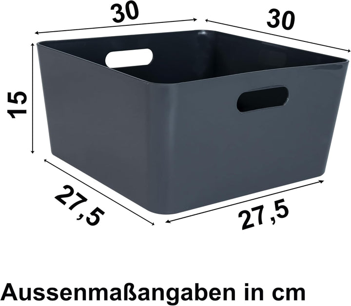 4x Ordnungsbox 15cm hoch Anthrazit 30x30cm Wandregal Box für Würfelregal Anthrazit 4 Stück - 30x30x1