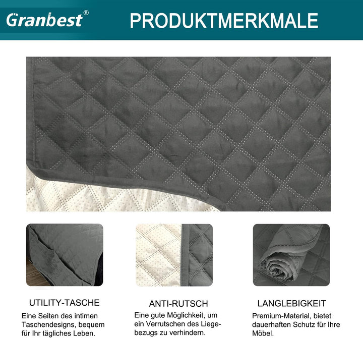 Granbest wasserdichte Sofabezug 1-Sitzer rutschfeste Sesselabdeckung mit Elastischen Riemen, Waschba