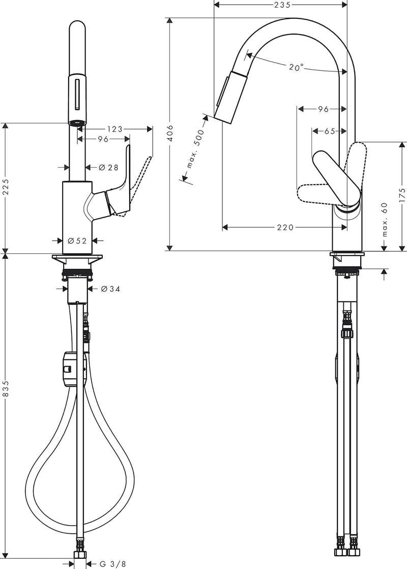 hansgrohe Focus M41 - Küchenarmatur mit Brause ausziehbar, 2 Strahlarten, Wasserhahn Küche mit Ausla