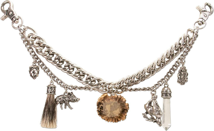Alpenflüstern Trachten-Charivari Paul - Hochwertiger Herren-Trachtenschmuck mit Trophäen-Anhängern f