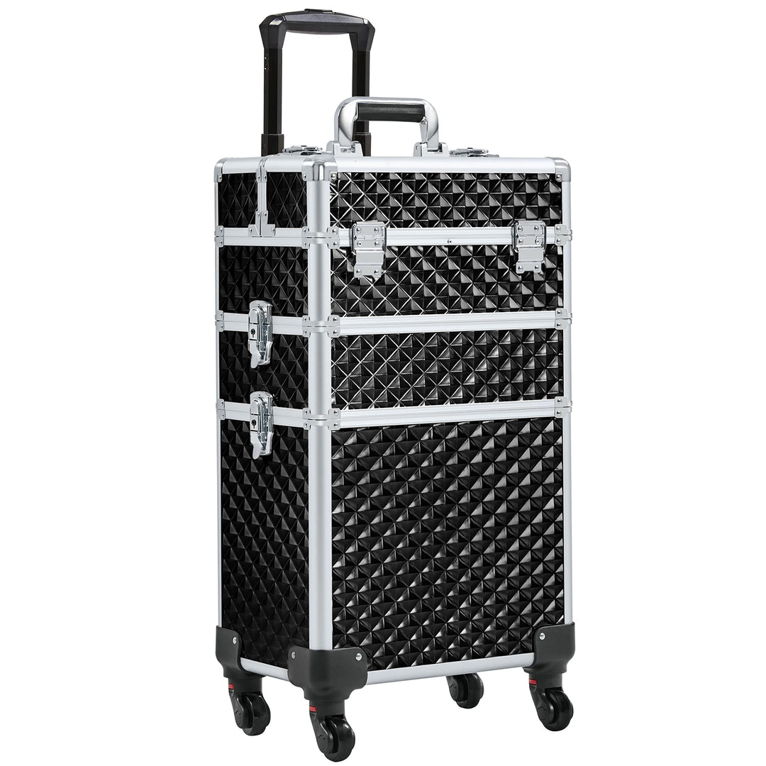 Yaheetech 3-in-1 Kosmetikkoffer, Abschliessbarer Schminkkoffer, Make-up Koffer für Reisen, Grosser T