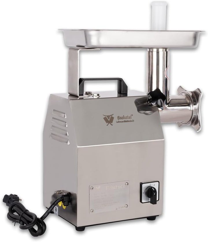 Beeketal 'FW120B' Profi Gastro Edelstahl Fleischwolf mit 120 kg/Std. Durchsatz, starkem 750 Watt Mot