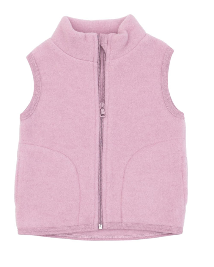 Engel, Kinder Fleece Weste mit Reissverschluss, 100% Wolle (Merino kbT), Rosenholz