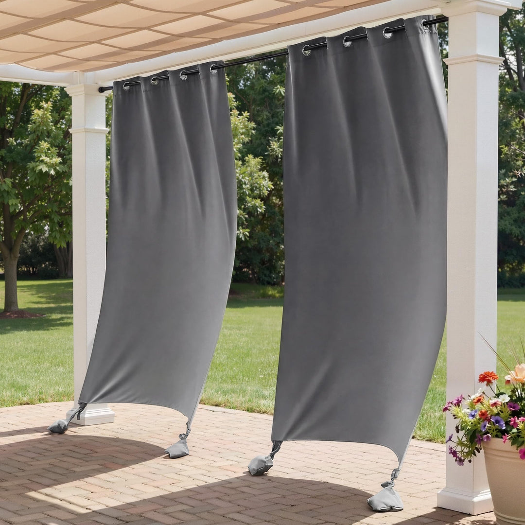 PONY DANCE Outdoor Vorhang Wetterfest mit Ösen und Gewichteten Säcken 2er Set H 213 x B 132 cm Outdo