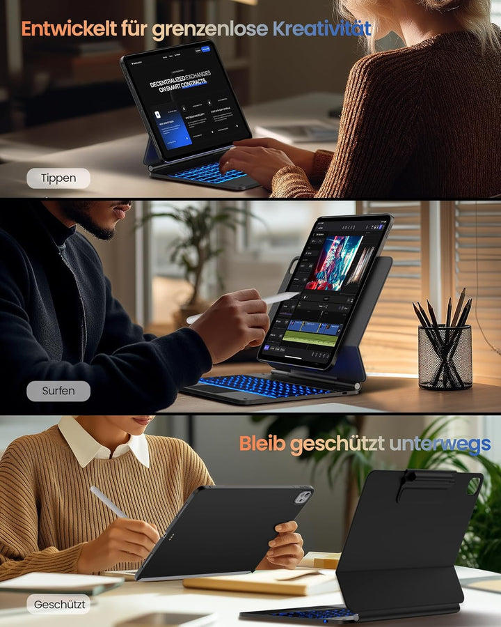 typecase Edge für Apple iPad Pro 13 Hülle mit Tastatur(M4/M5) (2024/2025), für iPad 13 Pro Hülle mit