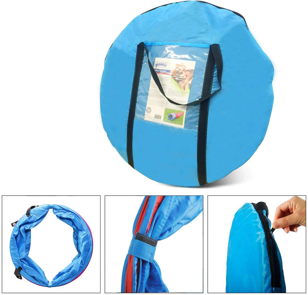 Pawise 11434 Agilitytunnel Hundetunnel Spieltunnel Sacktunnel 5 Meter, blau-rot