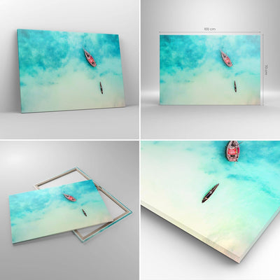 Bilder auf Leinwand 100x70cm Leinwandbild Insel Boot Schiff Ozean Gross Wanddeko Bild Schlafzimmer K