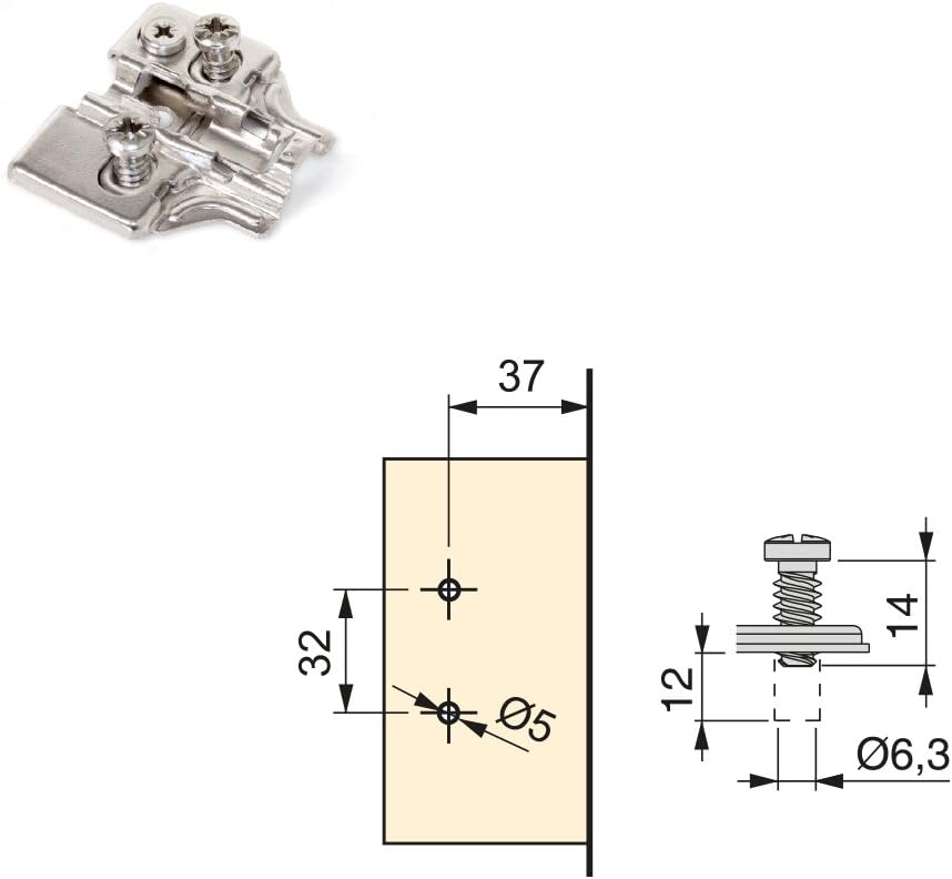 Emuca 1011807 Pack aus 20 Topfscharnieren Ø35mm 100° mit sanftem Verschluss für aneinanderstossende