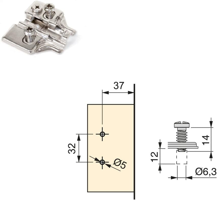 Emuca 1011807 Pack aus 20 Topfscharnieren Ø35mm 100° mit sanftem Verschluss für aneinanderstossende