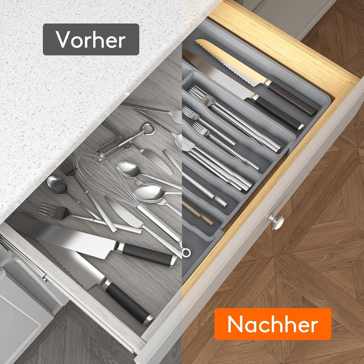 Lifewit Besteckkasten für Schubladen, Verstellbarer küchenutensilienhalter Tiefe 42,4 cm, Grosser Kü