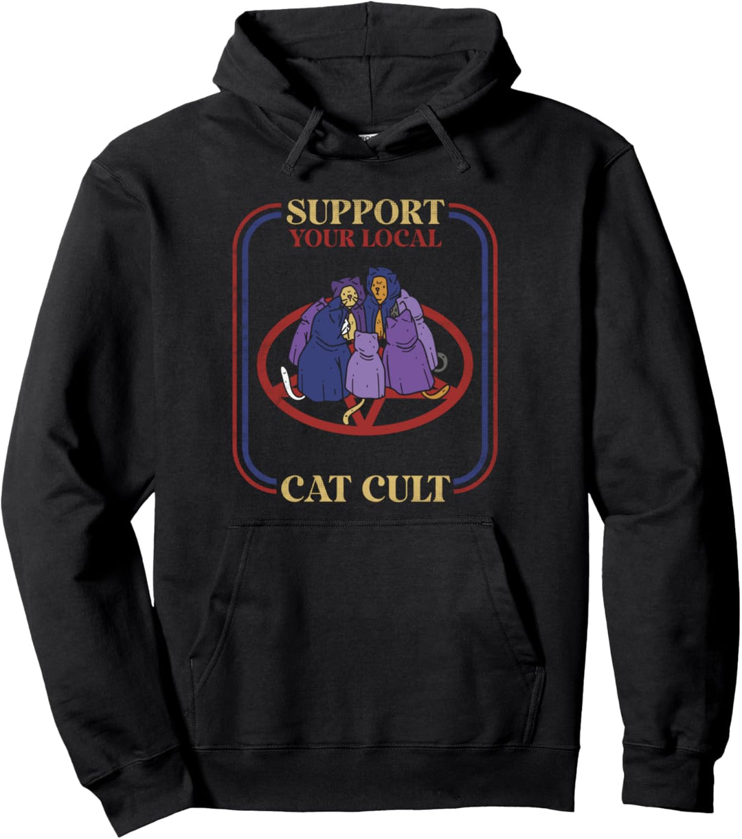 Support Your Local Cat Cult Occult Witch Gothic Pullover Hoodie