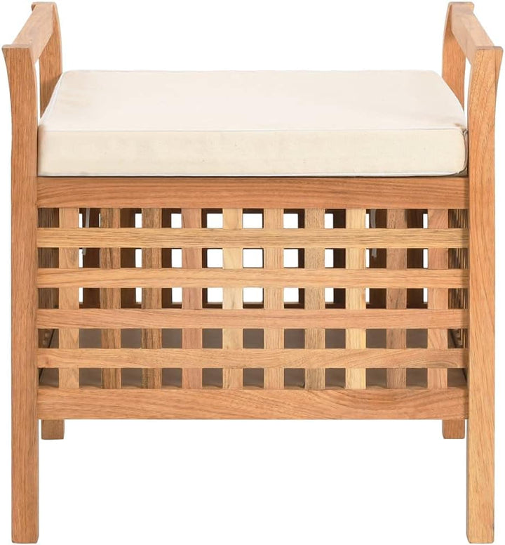vidaXL Walnussholz Massivholz Sitzbank mit Stauraum Kissen Flurbank Sitztruhe Truhenbank Holzbank Ba