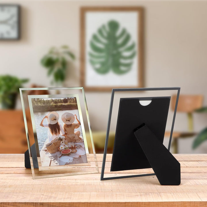 Hoikwo 4er-Set Bilderrahmen 10x15 cm, Glasfotorahmen für 15x10 cm Fotos und Bilder, Bilderrahmen Sil