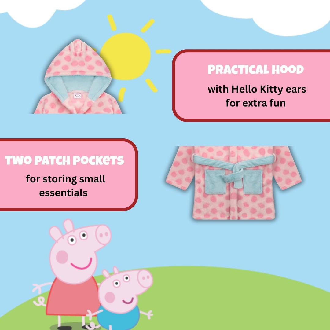 Peppa Pig Mädchen Bademantel Peppa Wutz Morgenmantel Fleece Hausmantel 104 Rosa, 104 Rosa
