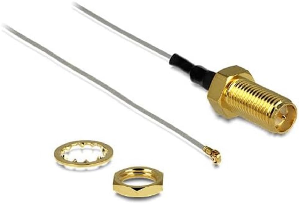 Delock 88813 Antennenkabel RP-SMA Einbaubuchse, 0,2m, Grau