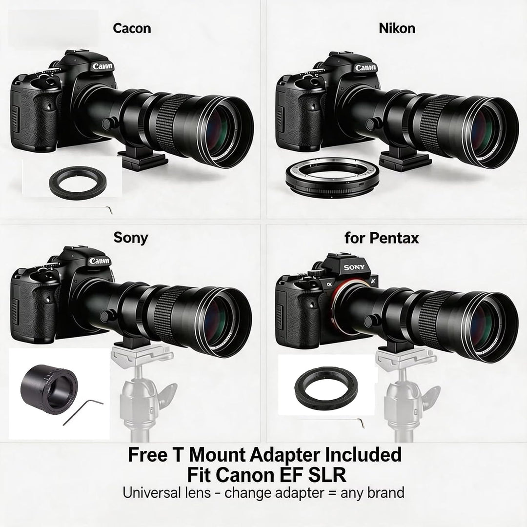 JINTU 420–800mm Super-Telezoom Objektiv Manueller Fokus für Canon EOS DSLR-Kameras 2000D 4000D 5000D