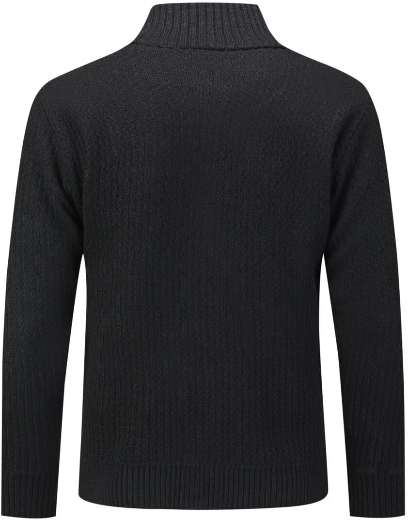 Allthemen Herren Cardigan Grobstrick Reissverschluss Strickjacke mit Stehkragen Winter Pollover Knit