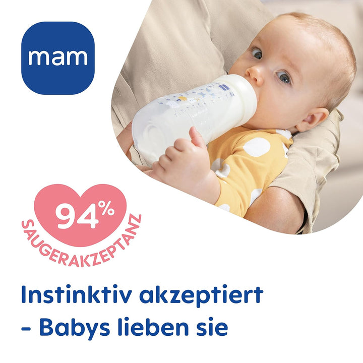 MAM Easy Active Baby Bottle-Set | 0+ Mon | Babyflaschen-Set für Neugeborene | 94% Akzeptanz | stillf
