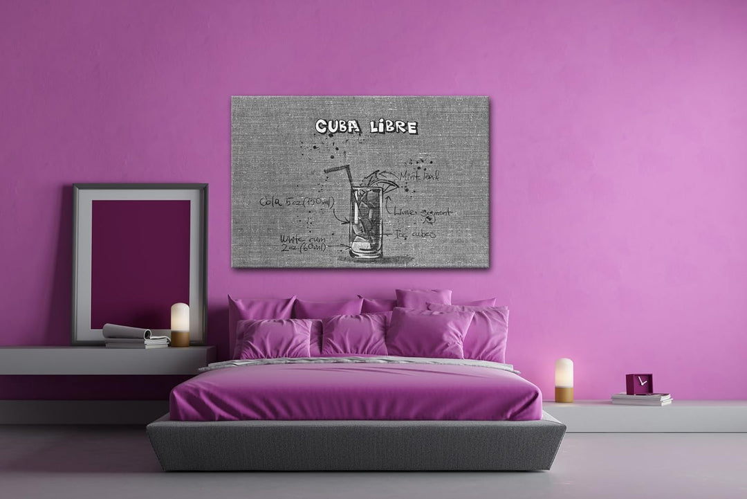 deyoli Rezept für einen Cuba Libre Effekt: Schwarz/Weiss Format: 80x60 als Leinwandbild, Motiv ferti