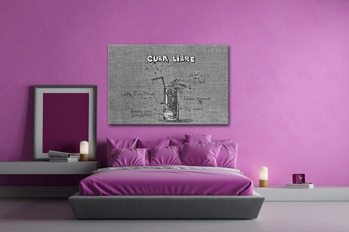 deyoli Rezept für einen Cuba Libre Effekt: Schwarz/Weiss Format: 80x60 als Leinwandbild, Motiv ferti