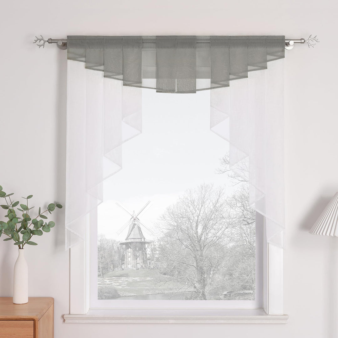 HongYa transparenter Voile Scheibengardine Tunnelzug Kurzstore Küche Kleinfenster Gardine H/B 145/14