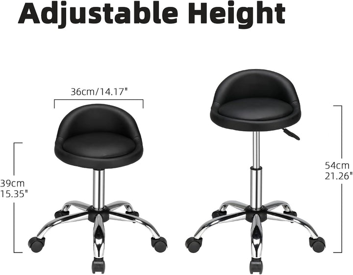 Bonnlo Rollhocker höhenverstellbar, Bürohocker mit Rückenlehne, Arbeitshocker 360° drehbar, Drehhock