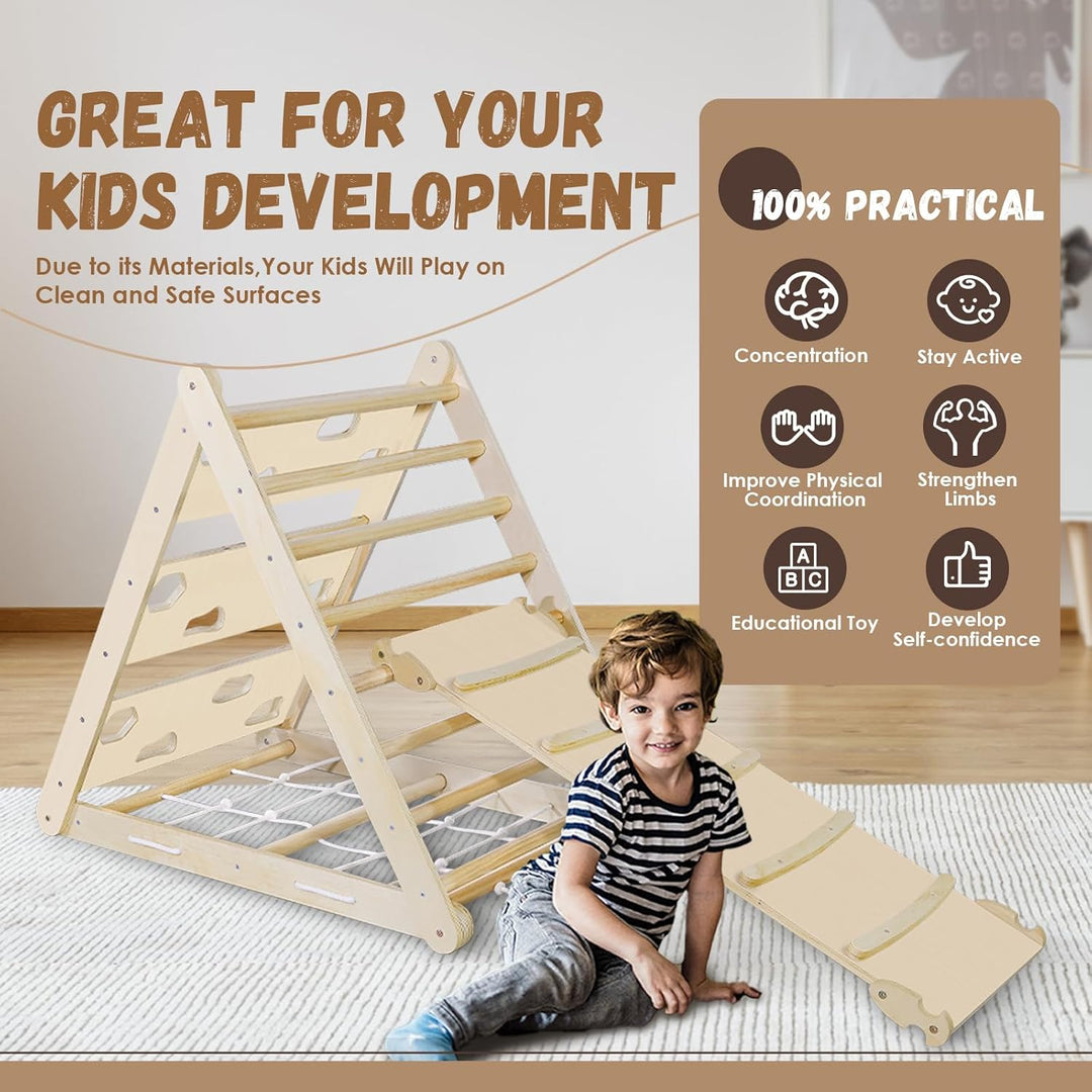CCLIFE Kletterdreiecke mit Rutsche nach ab 1 Jahr Pikler 5 in 1 Art Holz Indoor für Babys Kinder Kle
