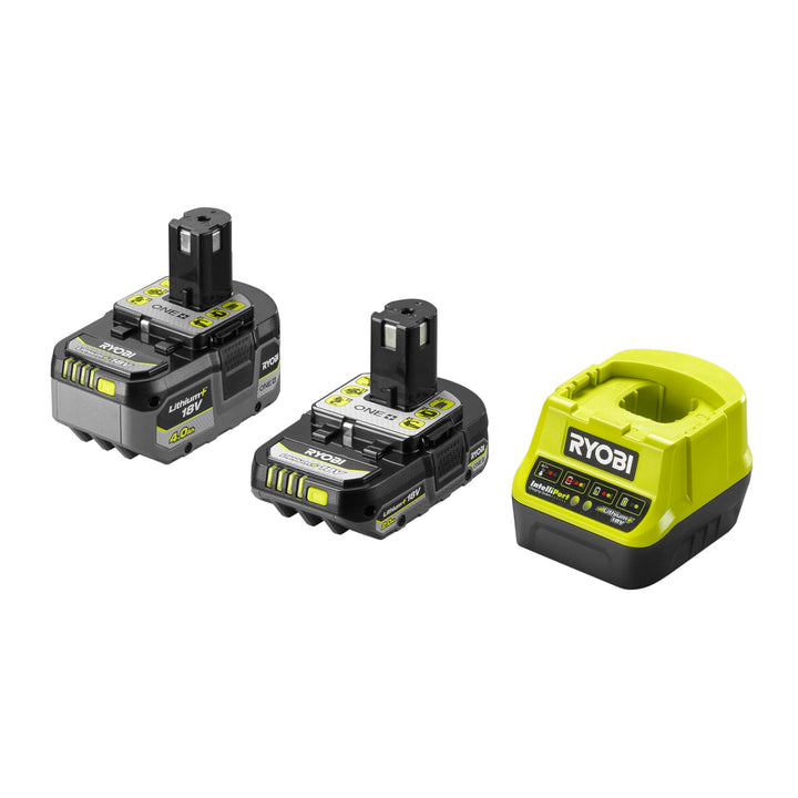 RYOBI Starterset RC18120-242X, 1 x Lithium+ Akku 18 V – 4,0 Ah, 1 x Kompakt-Lithium-Akku + 18 V 2,0