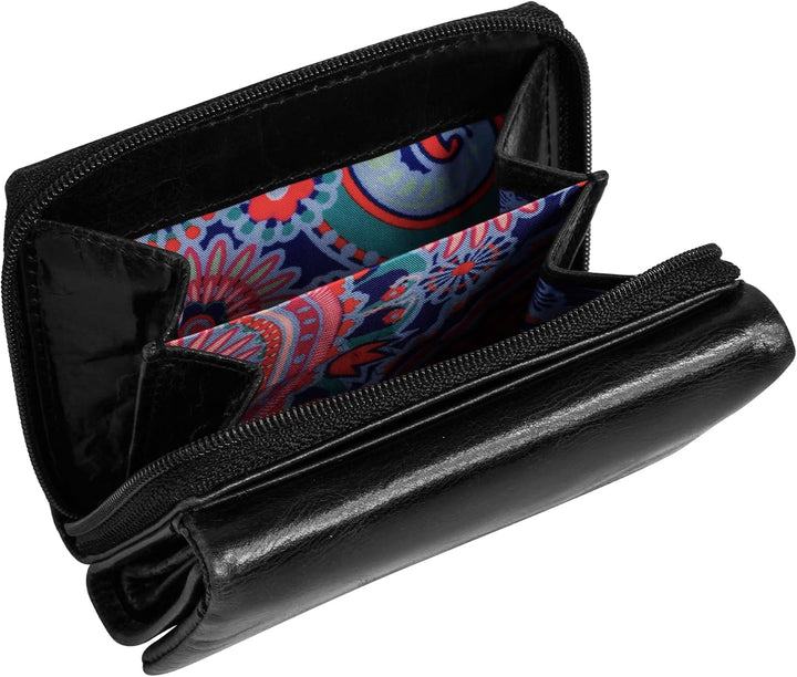 bruno banani Geldbörse echt Leder Damen Schwarz, Schwarz