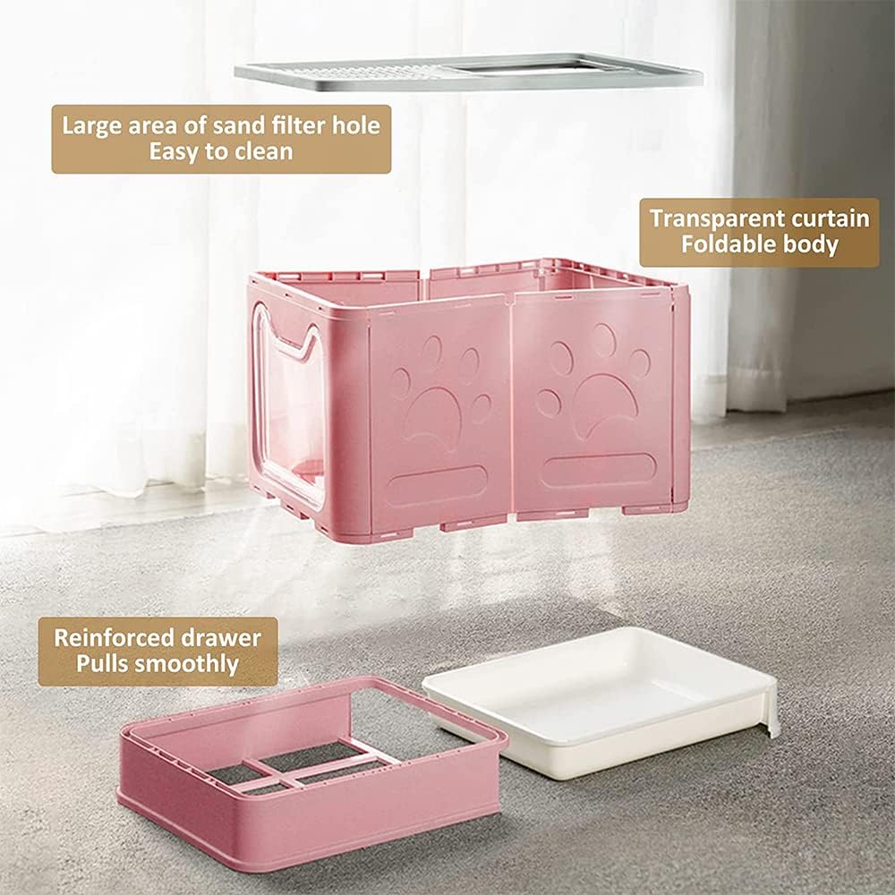 Katzentoilette für Katzentoilette, geschlossen, faltbar, doppelte Flügeltür und obere Tür + Schaufel