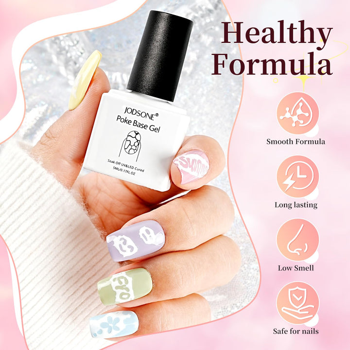 JODSONE UV Gel Nagellack Set, 8 Farben Poke Gel Nagellack-Set mit beinhaltet Base Coat, Top Coat, Ho