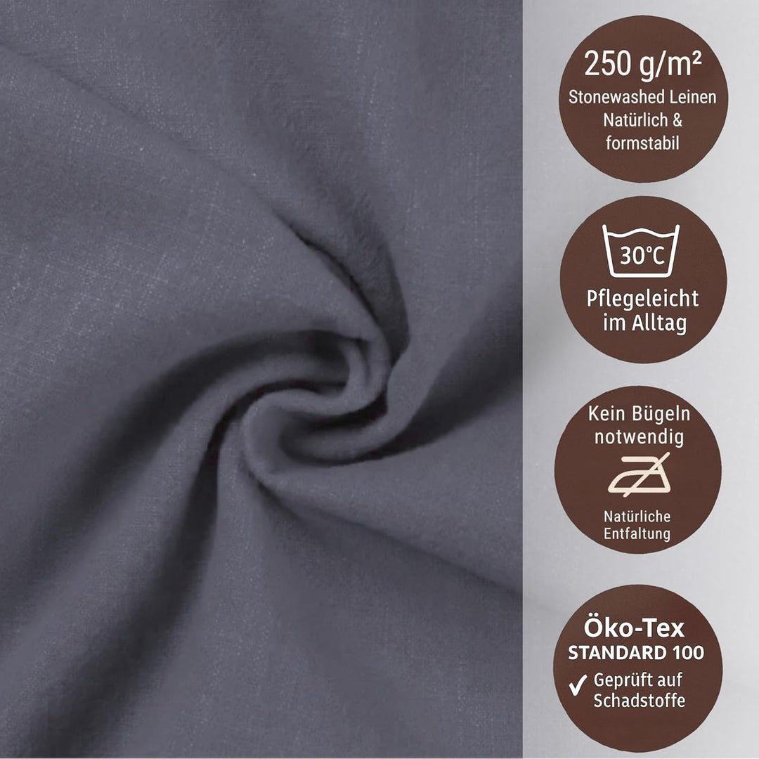 chambry 6 Premium Stoffservietten 100% Leinen Stonewashed - 40cm x 40cm - inkl. Faltanleitung als E-
