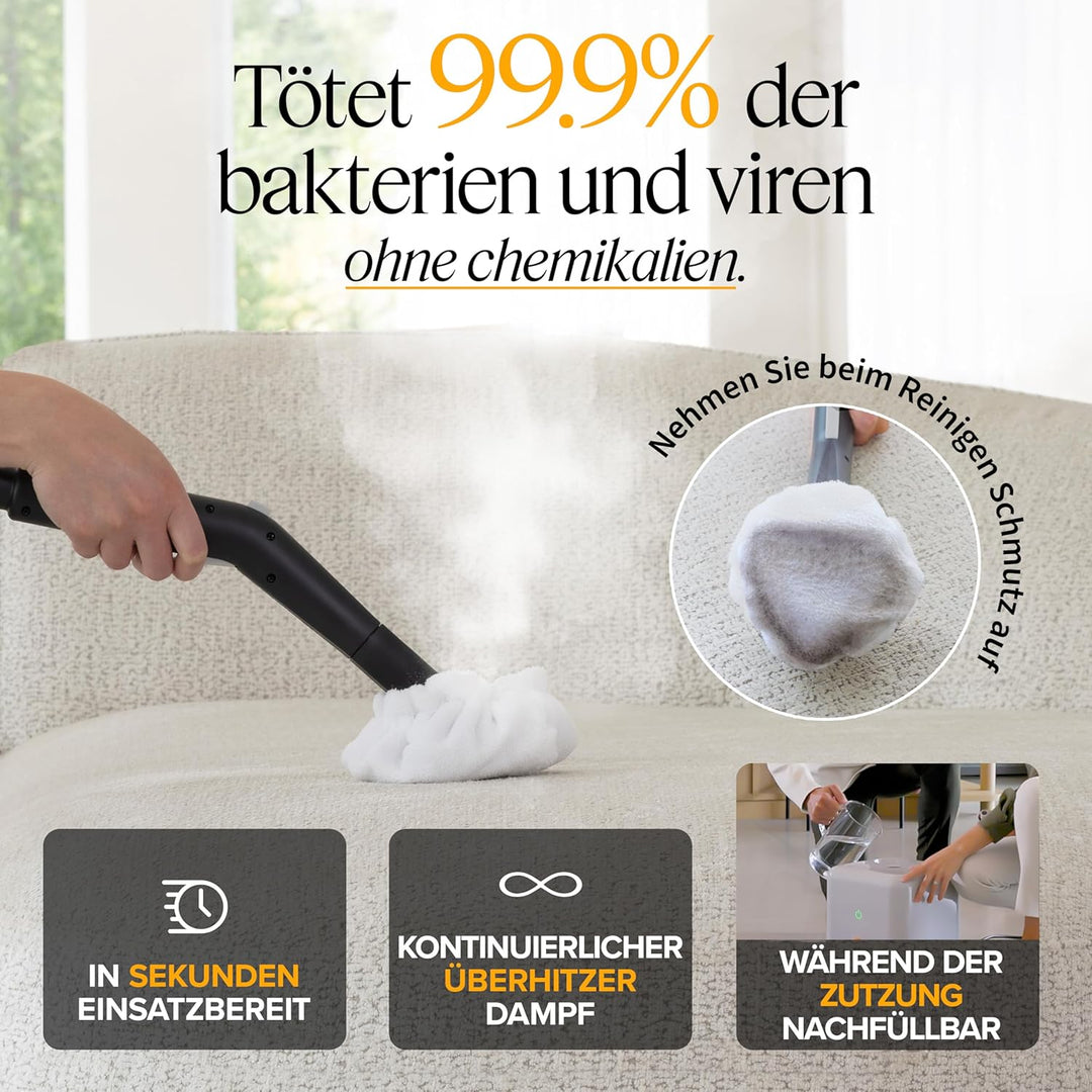 Dupray Neat Dampfreiniger – Vielseitiger Hochleistungs-Dampfreiniger für Zuhause: Böden, Möbel, Auto