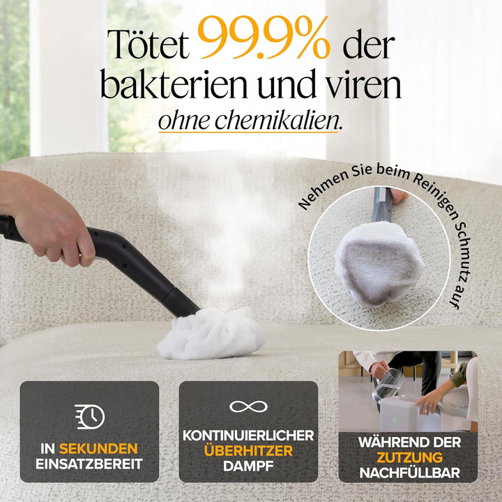 Dupray Neat Dampfreiniger – Vielseitiger Hochleistungs-Dampfreiniger für Zuhause: Böden, Möbel, Auto