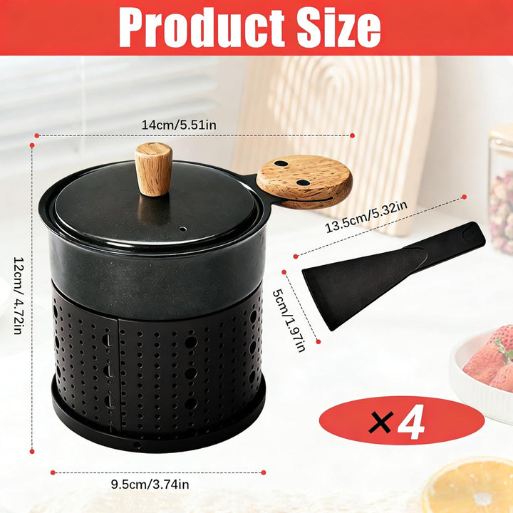 BRGD 4 Stück Mini Raclette Grill Set, Cheese Raclette Rotaster kompakter Raclette-Grill mit Schaber