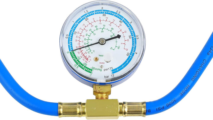R290 und R600A Ladeschlauch und Messgerät-Set mit 1,27 cm Acme Dosenhahn 2 x Dosenhähne, 2 x Dosenhä