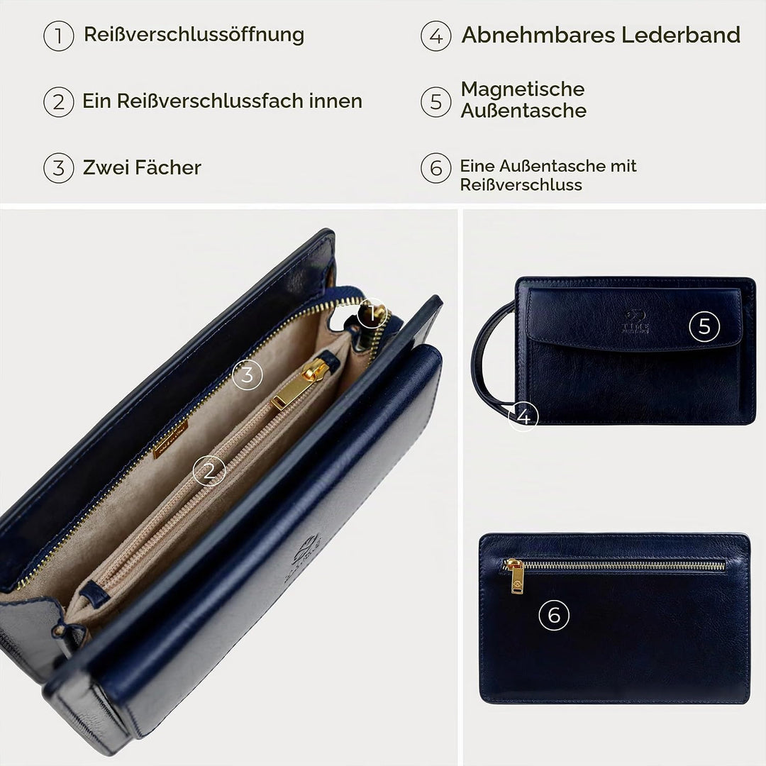 Time Resistance Lederclutch für Herren - Herren Handtasche - Ledertasche Herren - Edles Portmonee -