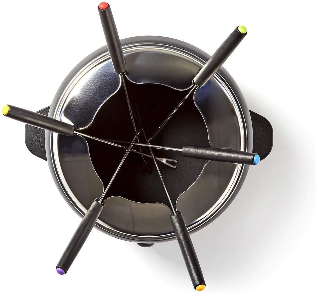 Nedis - Fondue-Set - 6 Personen - 2,3 L - 800 W - Einstellbare Temperaturregulierung - Abnehmbaren G